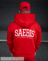 Lifestyle Herren Zip Hoodie rot mit Stickerei by SAEBIS®