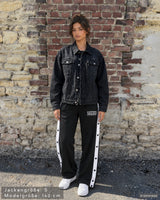 SAEBIS® Damen Oversized Jeansjacke schwarz washed
