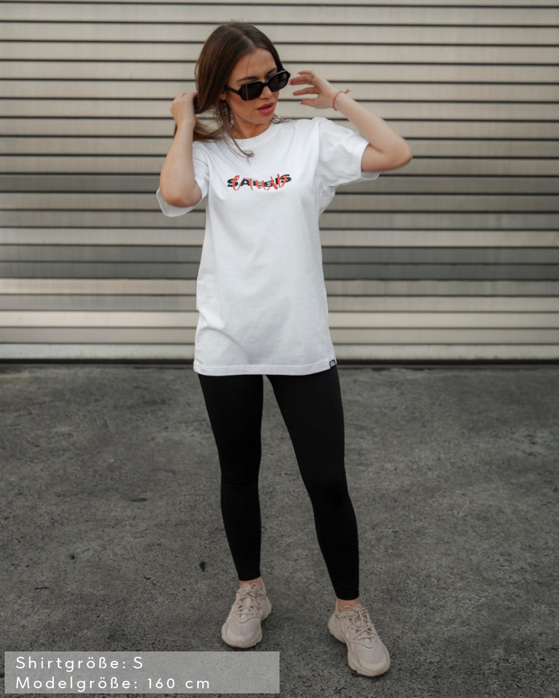 SAEBIS® стиль - Damen Oversized T-Shirt weiß