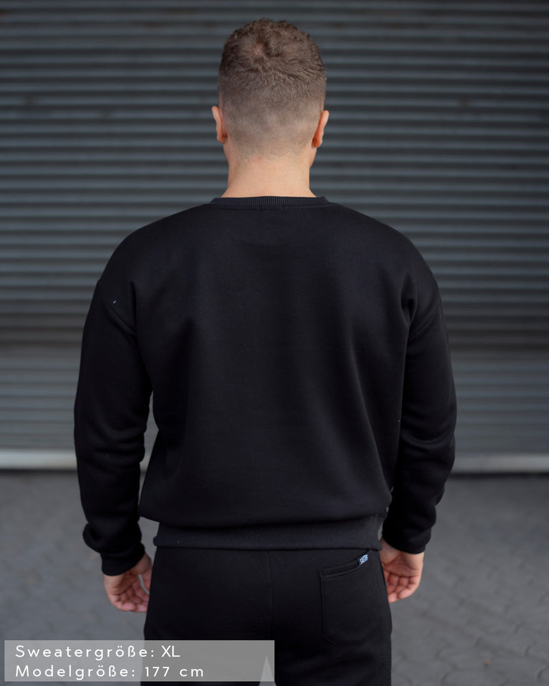 Lifestyle Herren Sweater schwarz mit Stickerei by SAEBIS®