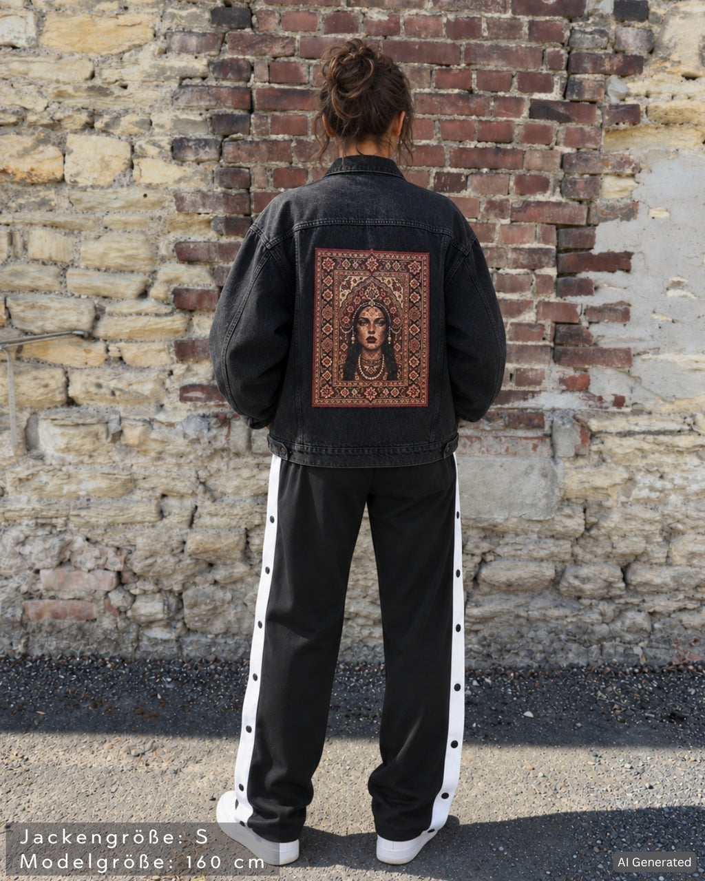SAEBIS® Damen Oversized Jeansjacke schwarz washed