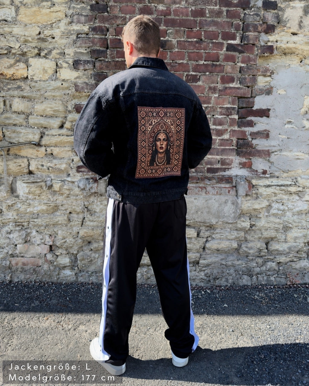 SAEBIS® Herren Oversized Jeansjacke schwarz washed
