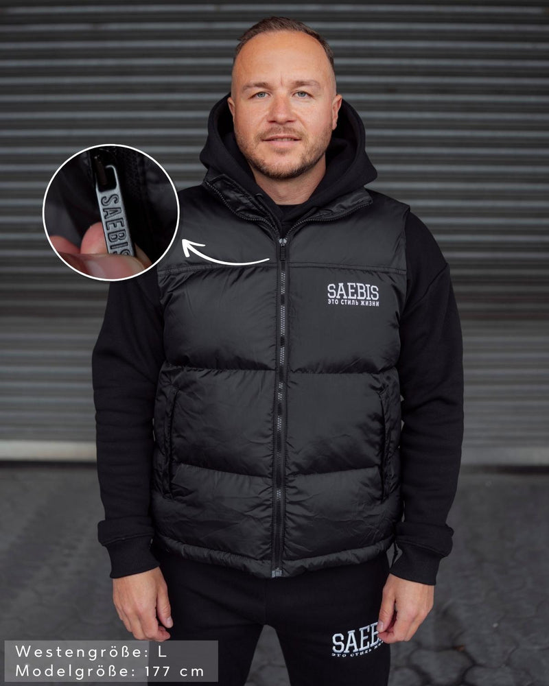 Lifestyle Herren Weste gefüttert, mit Reißverschluss schwarz by SAEBIS®