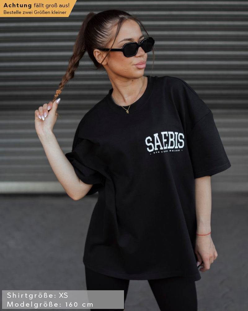 Lifestyle Damen Extra Oversized Premium T-Shirt schwarz by SAEBIS®
