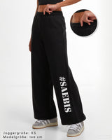 SAEBIS® Damen Jogginghose schwarz mit breitem Bein