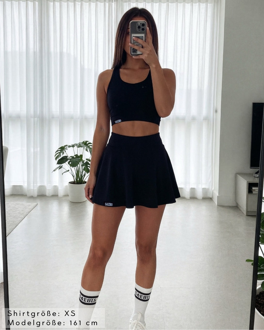 Lifestyle Damen Crop Top schwarz mit elastischen Band by SAEBIS®