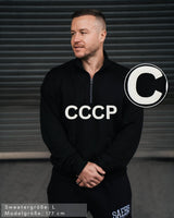 CCCP Herren Oberteil schwarz mit Stickerei & Reißverschluss am Kragen by SAEBIS®