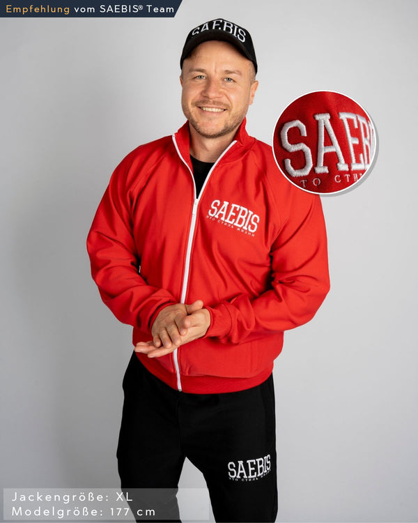 SAEBIS® SPORTS Herren Trainingsjacke rot mit Stickerei