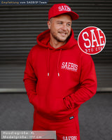 Lifestyle Herren Hoodie rot mit Stickerei by SAEBIS®