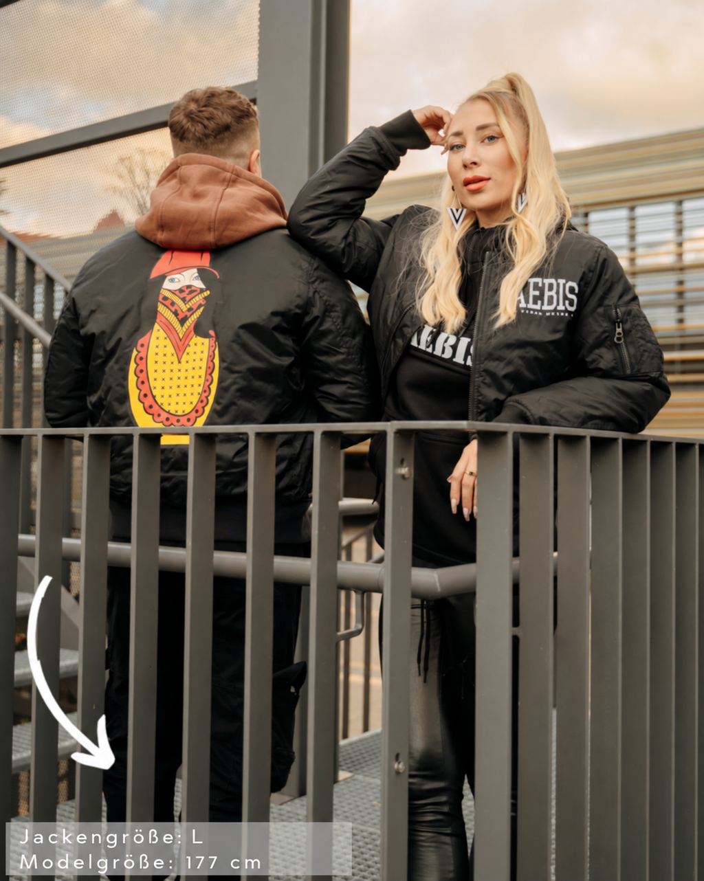 Matryoshka Herren Bomberjacke gefüttert, mit Reißverschluss schwarz by SAEBIS®
