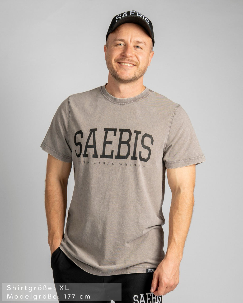 Lifestyle Herren T-Shirt washed grau by SAEBIS®