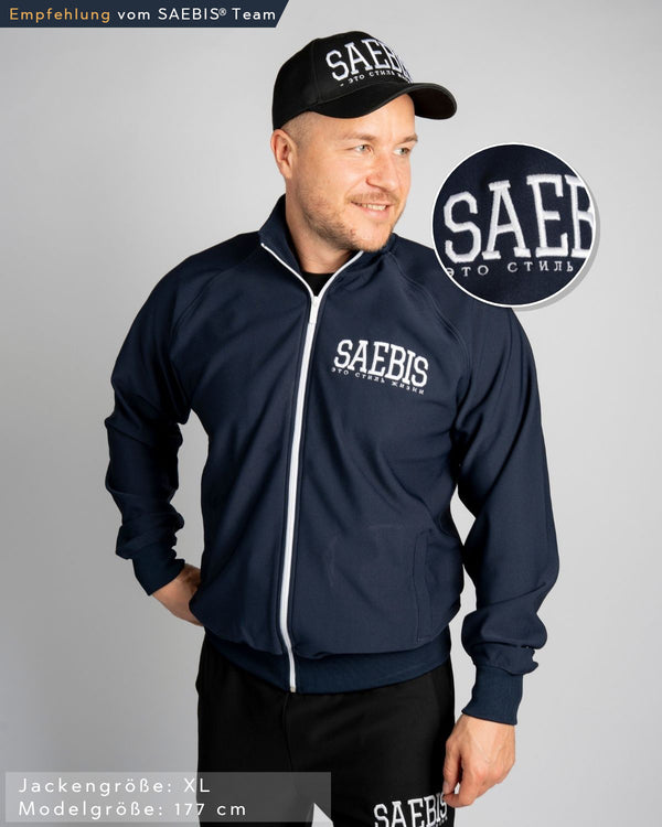 SAEBIS® SPORTS Herren Trainingsjacke navyblau mit Stickerei