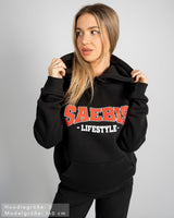 SAEBIS® 90's Lifestyle Damen Oversized Hoodie schwarz