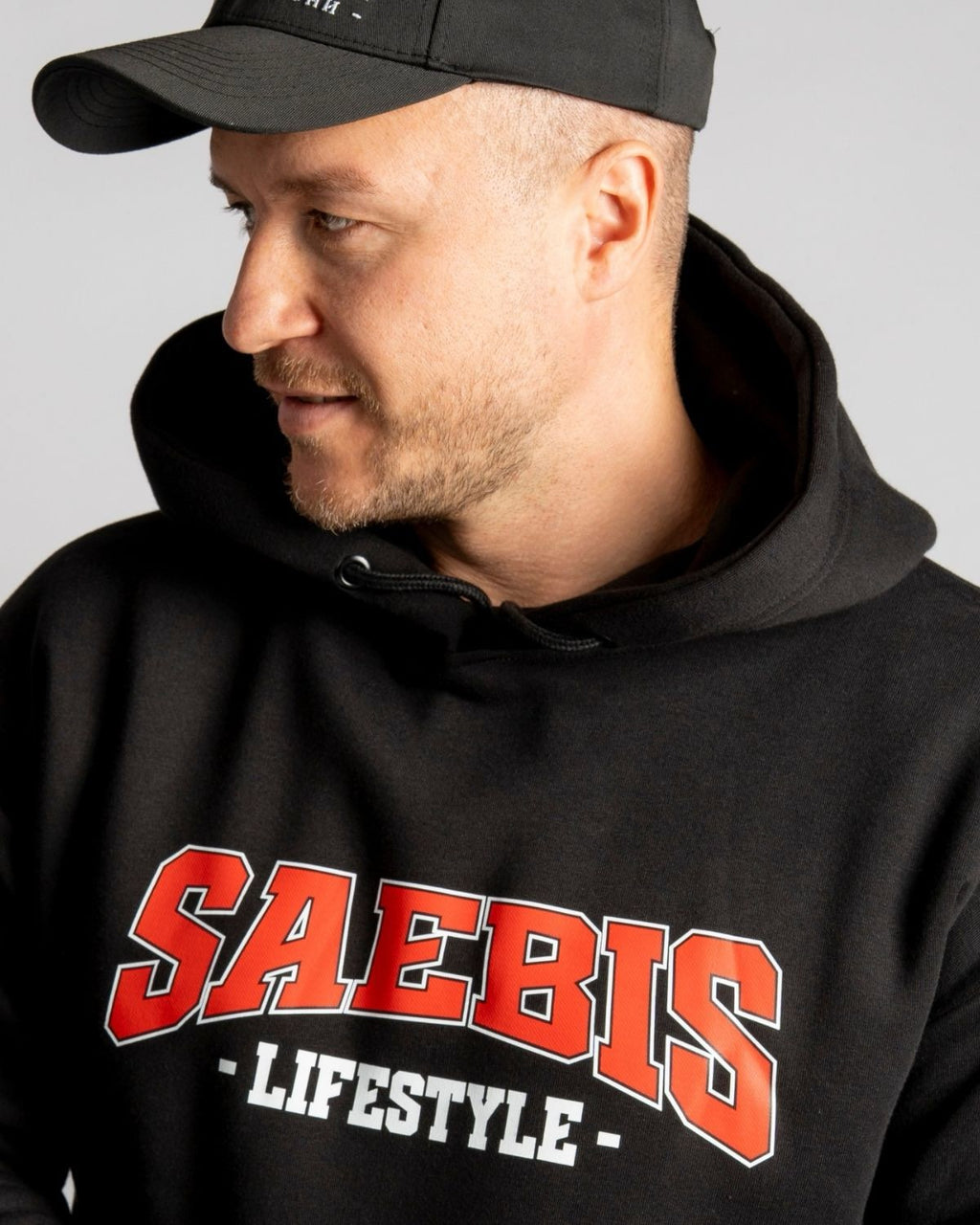 SAEBIS® 90's Lifestyle Herren Hoodie schwarz