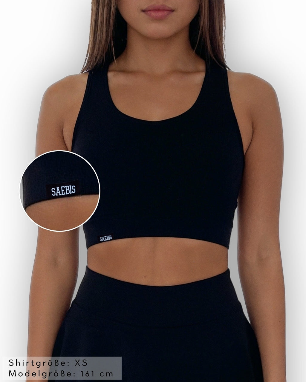 Lifestyle Damen Crop Top schwarz mit elastischen Band by SAEBIS®