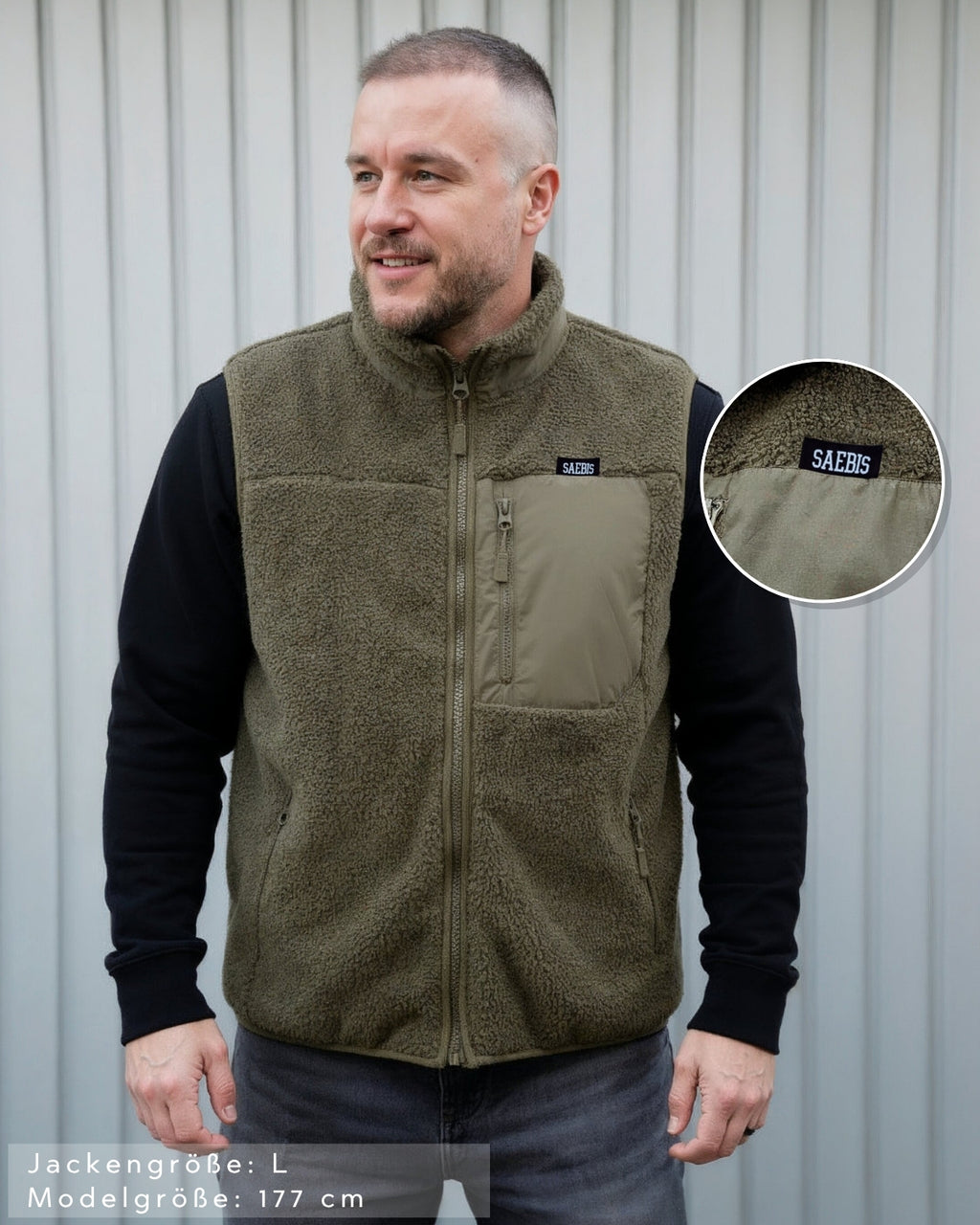 Lifestyle Herren Teddy Weste mit Stehkragen by SAEBIS®