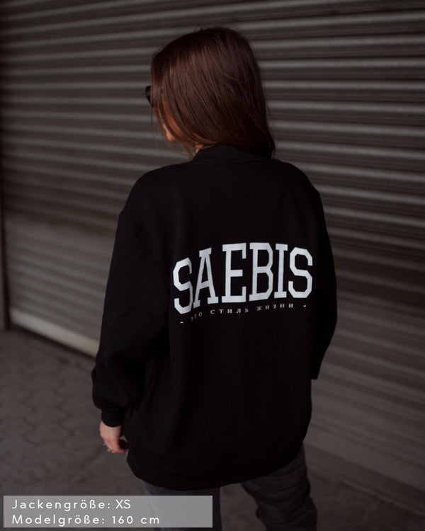 Lifestyle Damen Oversized College Jacke schwarz by SAEBIS®