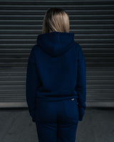 Lifestyle Damen Oversized Hoodie navyblau mit Stickerei by SAEBIS®