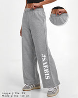 SAEBIS® Damen Jogginghose schwarz mit breitem Bein