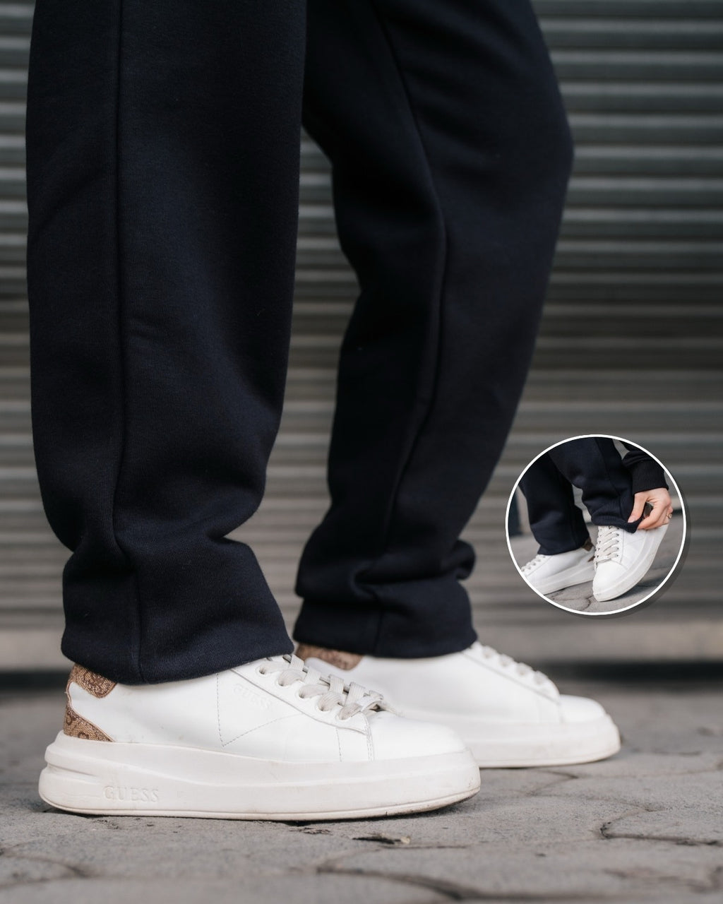 Lifestyle Damen Jogginghose schwarz mit Stickerei & geradem Bein by SAEBIS®