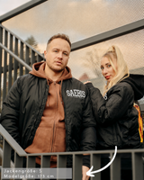 Matryoshka Damen Oversized Bomberjacke gefüttert, mit Reißverschluss schwarz by SAEBIS®