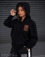 SLAVIC Damen Oversized Zip Hoodie mit Reißverschluss schwarz by SAEBIS®