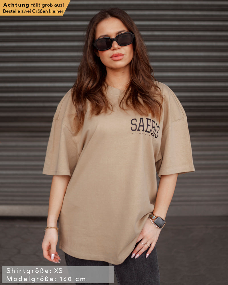 Lifestyle Damen Extra Oversized Premium T-Shirt karamellfarben by SAEBIS®