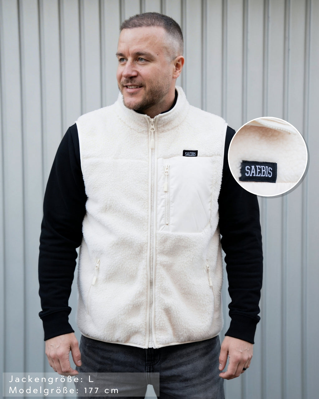 Lifestyle Herren Teddy Weste mit Stehkragen by SAEBIS®