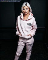 Lifestyle Damen Oversized Hoodie pink mit Stickerei by SAEBIS®