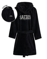 Lifestyle Bademantel schwarz mit Stickerei für Herren & Damen by SAEBIS®