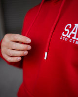 Lifestyle Herren Hoodie rot mit Stickerei by SAEBIS®