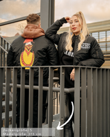 Matryoshka Damen Oversized Bomberjacke gefüttert, mit Reißverschluss schwarz by SAEBIS®
