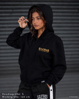 SAEBIS® Money Damen Oversized Zip Hoodie mit Reißverschluss schwarz