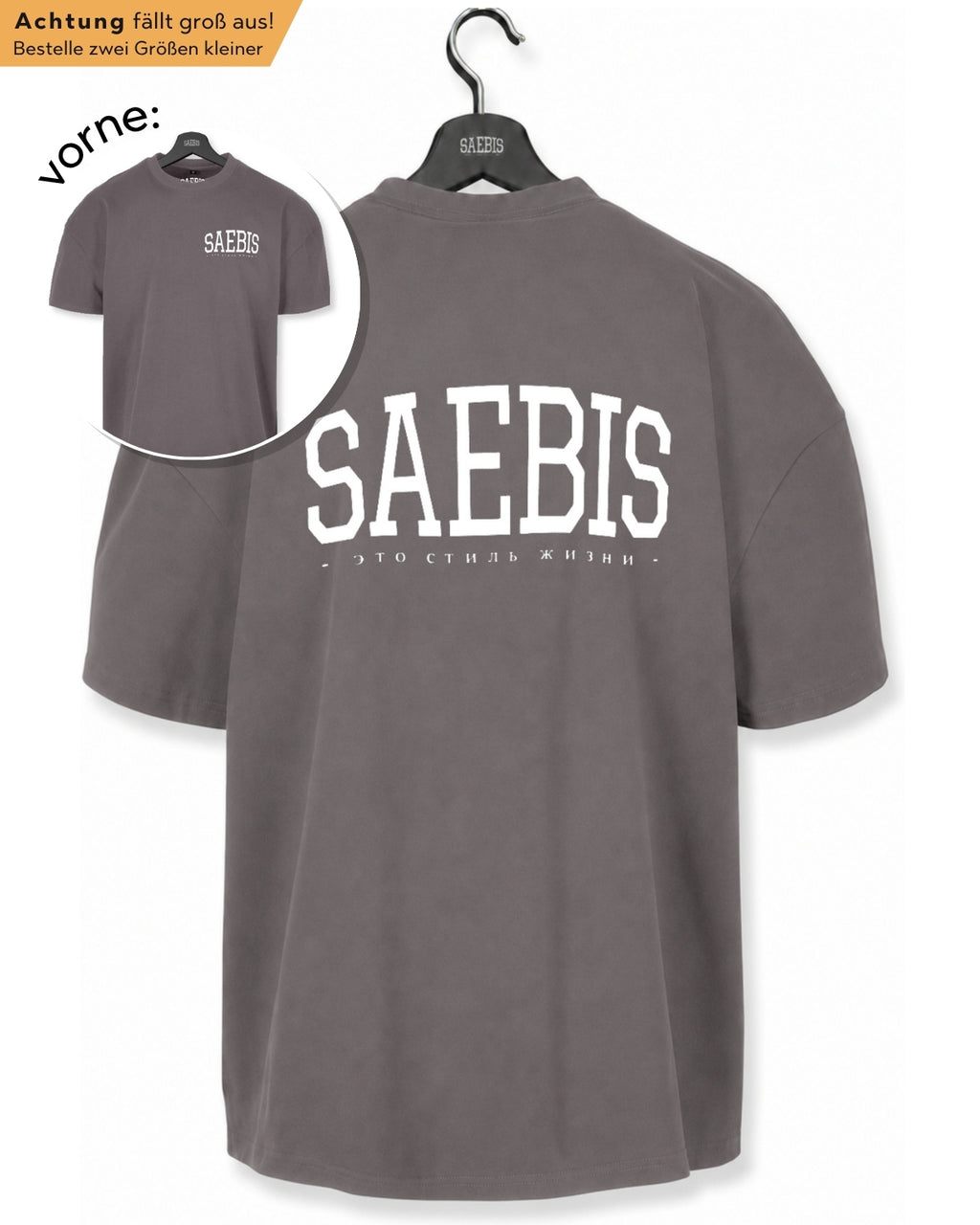 Lifestyle Herren Extra Oversized Premium T-Shirt anthrazit by SAEBIS®