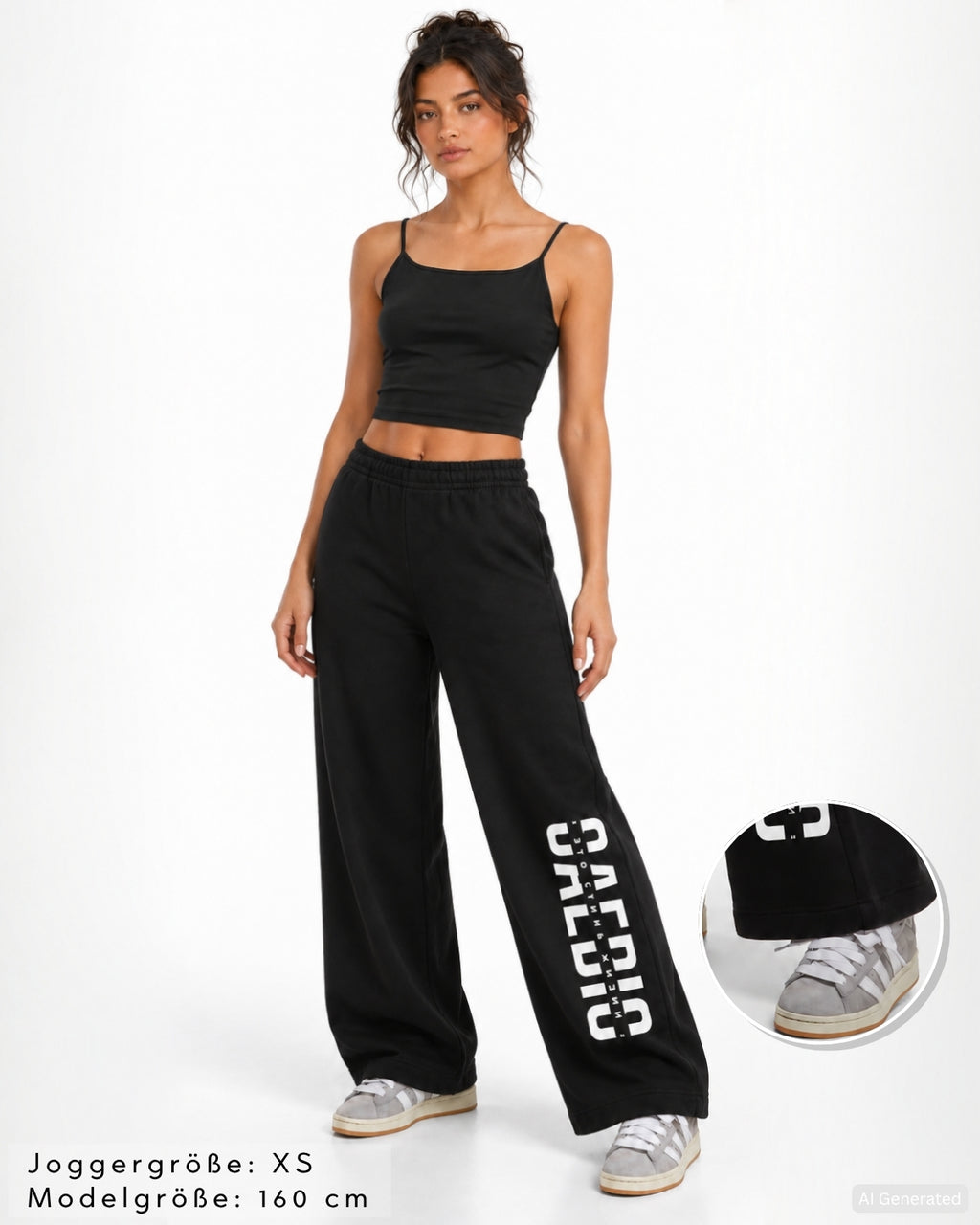 Это стиль жизни - Damen Jogginghose schwarz mit breitem Bein by SAEBIS®