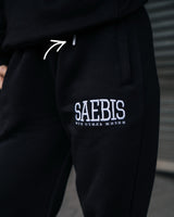 Lifestyle Damen Jogginghose schwarz mit Stickerei & geradem Bein by SAEBIS®