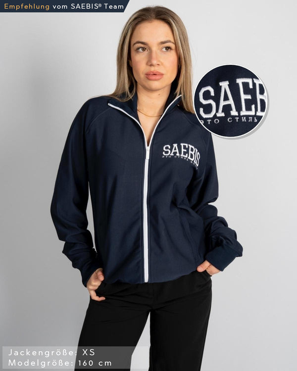 SAEBIS® SPORTS Damen Oversized Trainingsjacke navyblau mit Stickerei