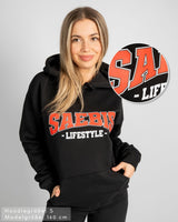 SAEBIS® 90's Lifestyle Damen Oversized Hoodie schwarz