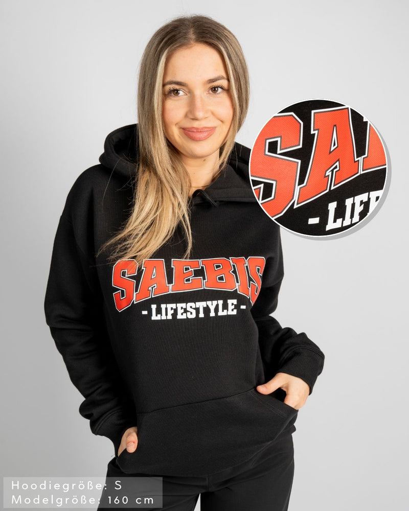 SAEBIS® 90's Lifestyle Damen Oversized Hoodie schwarz