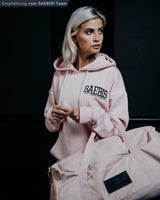 Lifestyle Damen Oversized Hoodie pink mit Stickerei by SAEBIS®