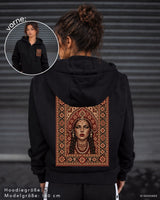 SLAVIC Damen Oversized Zip Hoodie mit Reißverschluss schwarz by SAEBIS®