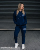 Lifestyle Damen Oversized Hoodie navyblau mit Stickerei by SAEBIS®