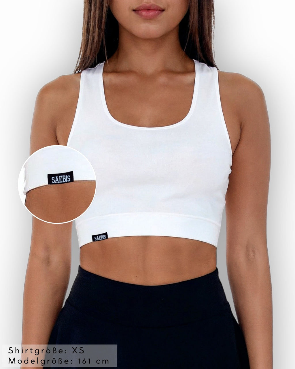 Lifestyle Damen Crop Top schwarz mit elastischen Band by SAEBIS®