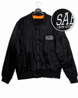 Lifestyle Damen Oversized Bomber Jacke gefüttert, mit Reißverschluss schwarz by SAEBIS®