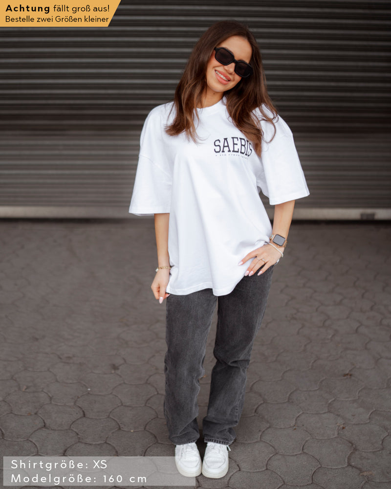 Lifestyle Damen Extra Oversized Premium T-Shirt weiß by SAEBIS®