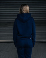 Lifestyle Damen Oversized Hoodie navyblau mit Stickerei by SAEBIS®