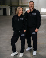 Lifestyle Damen Oversized Oberteil schwarz mit Stickerei & Reißverschluss am Kragen by SAEBIS®