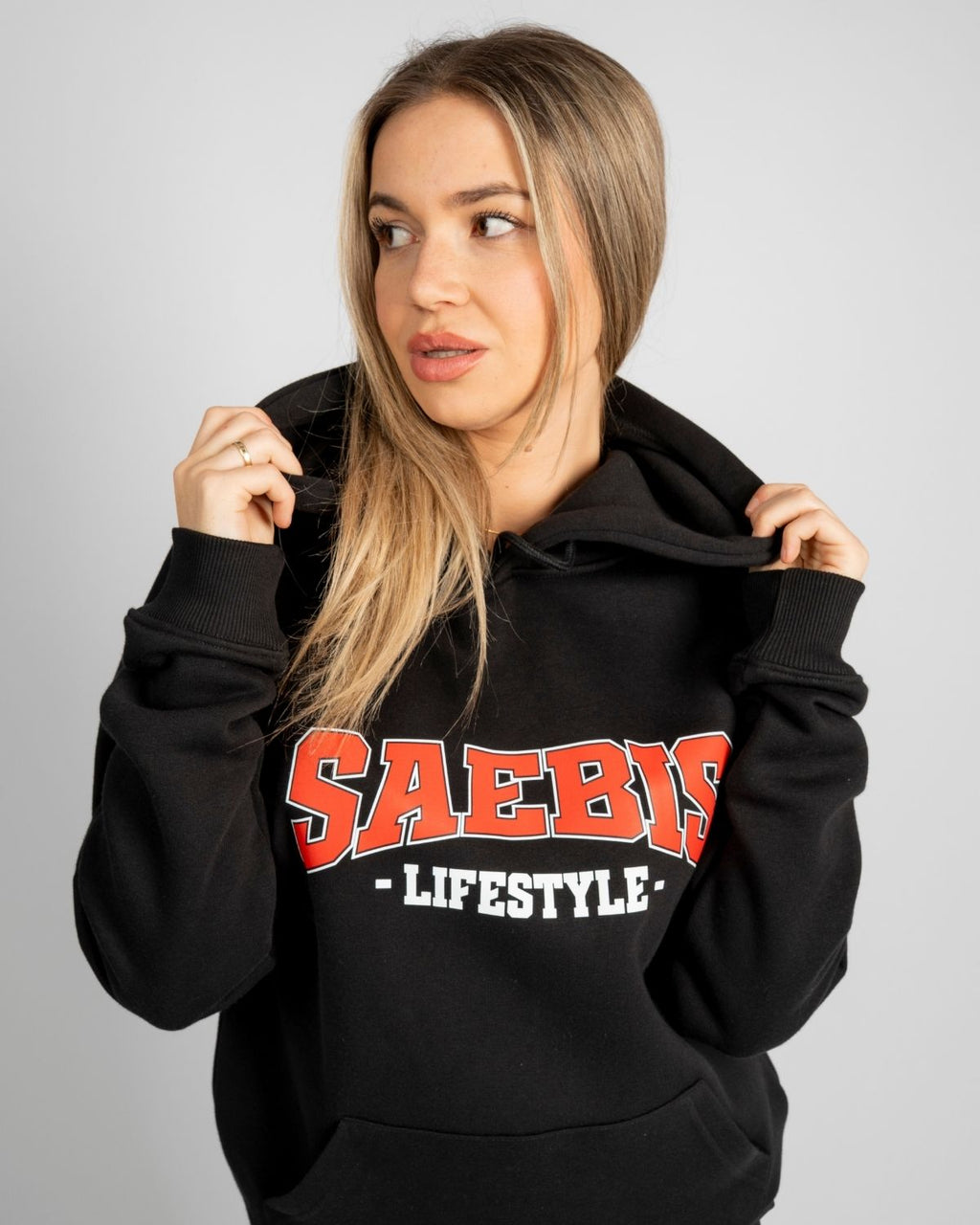 SAEBIS® 90's Lifestyle Damen Oversized Hoodie schwarz