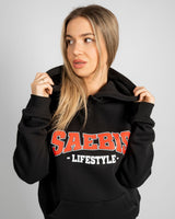 SAEBIS® 90's Lifestyle Damen Oversized Hoodie schwarz