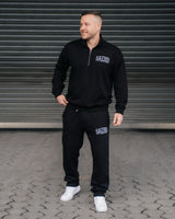 Lifestyle Herren Jogginghose schwarz mit Stickerei & geradem Bein by SAEBIS®